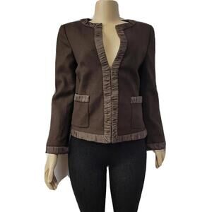 Zara Woman Brown Wool Blend Dressy Jacket Blazer Size 8 #CB9